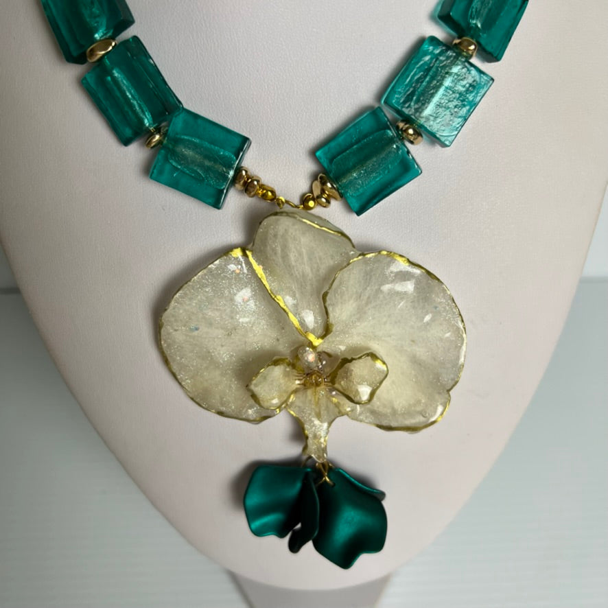 Emerald Whisper Orchid Necklace