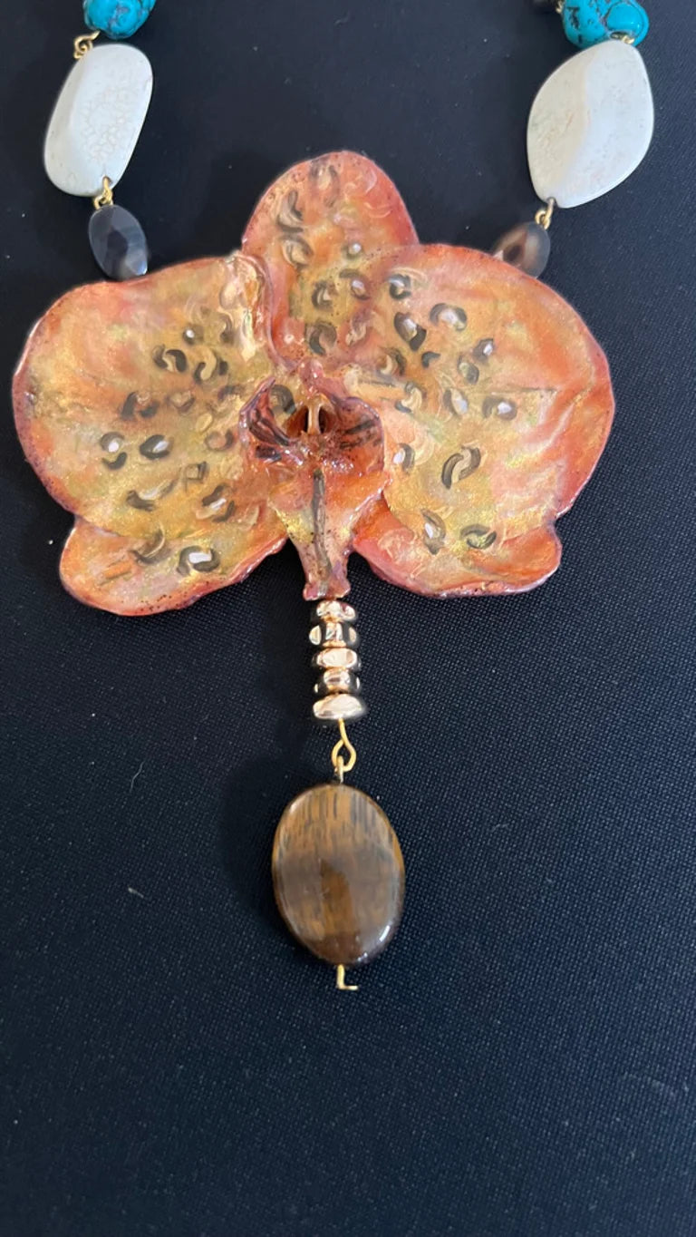 Cheetah orchid necklace
