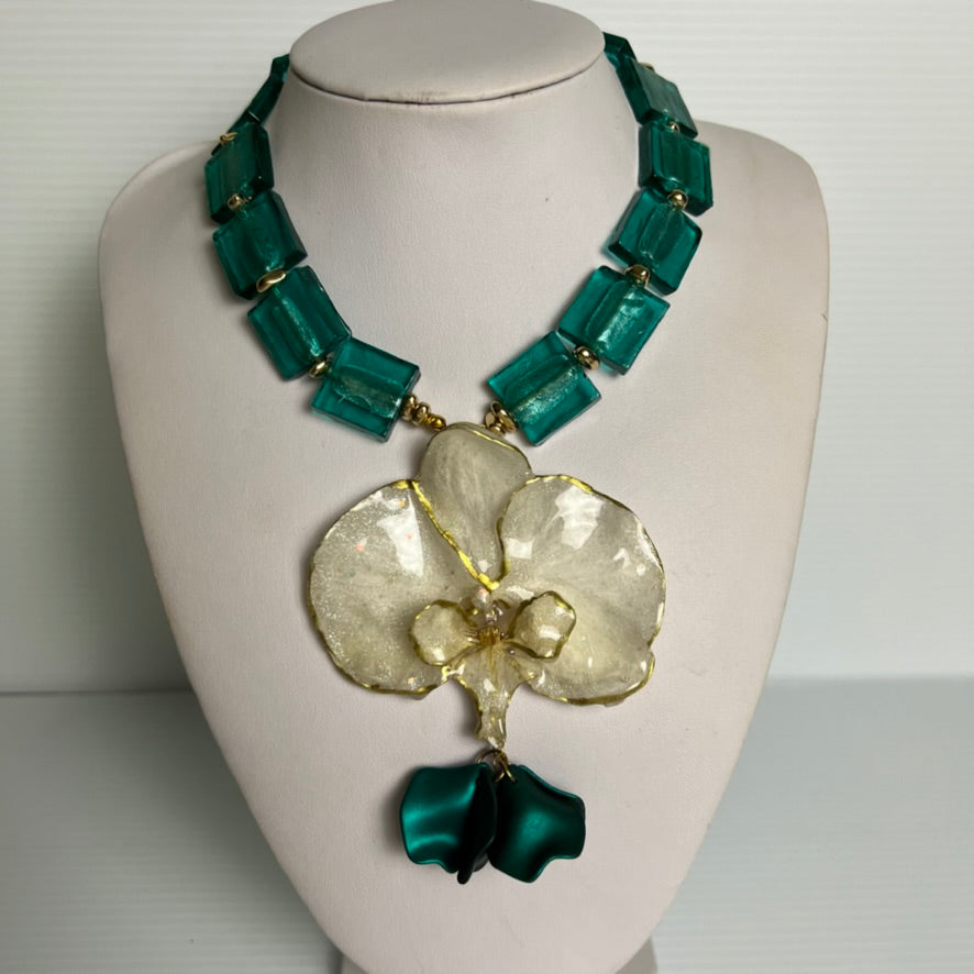 Emerald Whisper Orchid Necklace