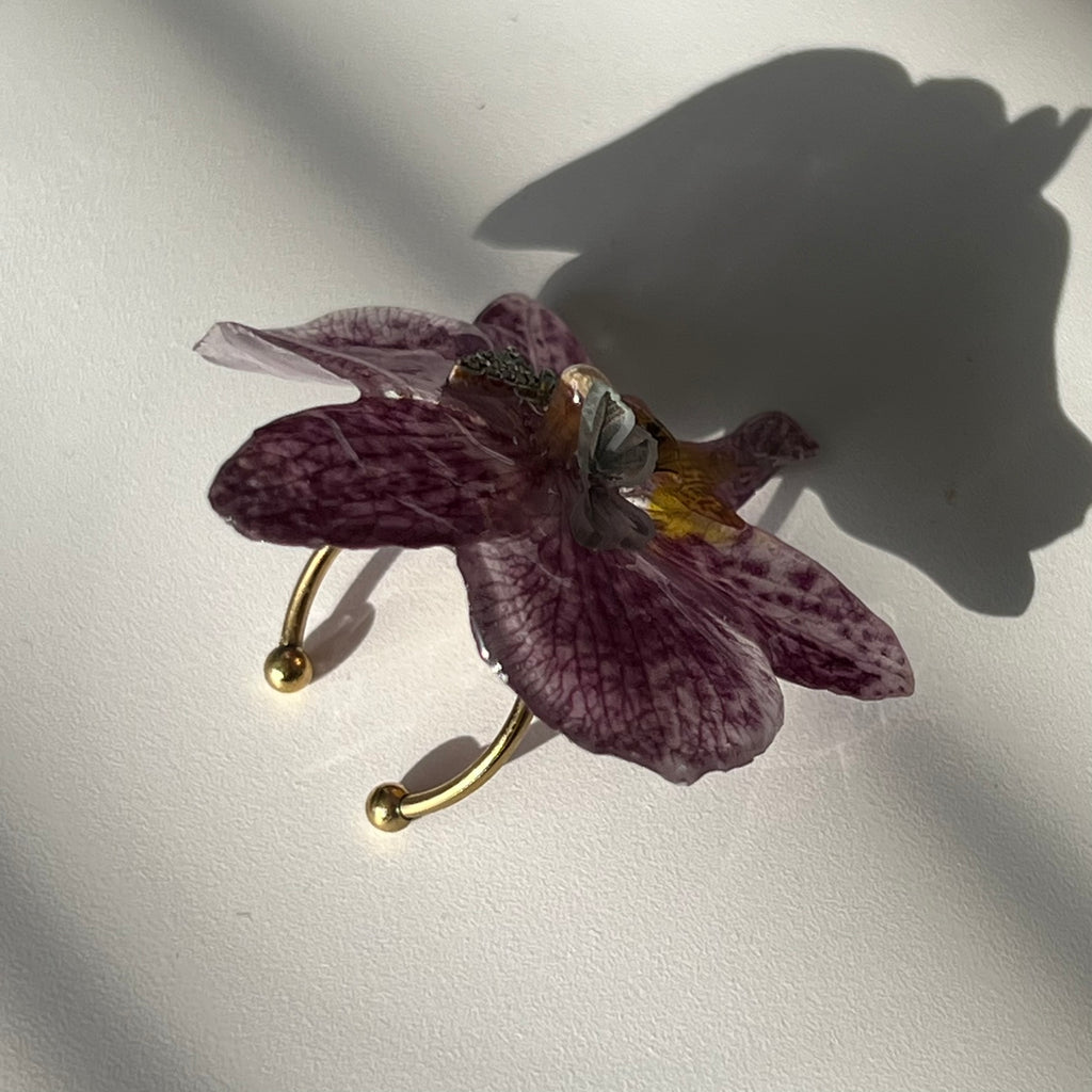 Twilight Orchid Butterfly Ring