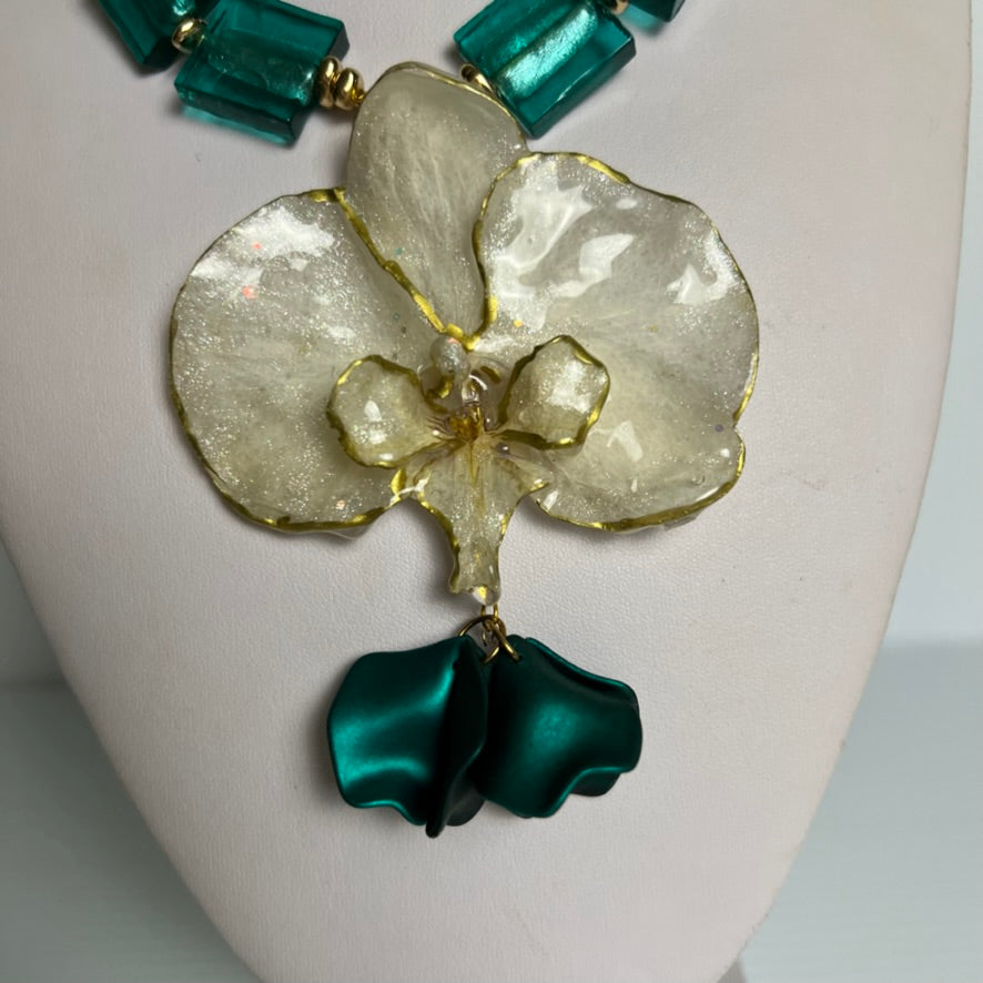 Emerald Whisper Orchid Necklace