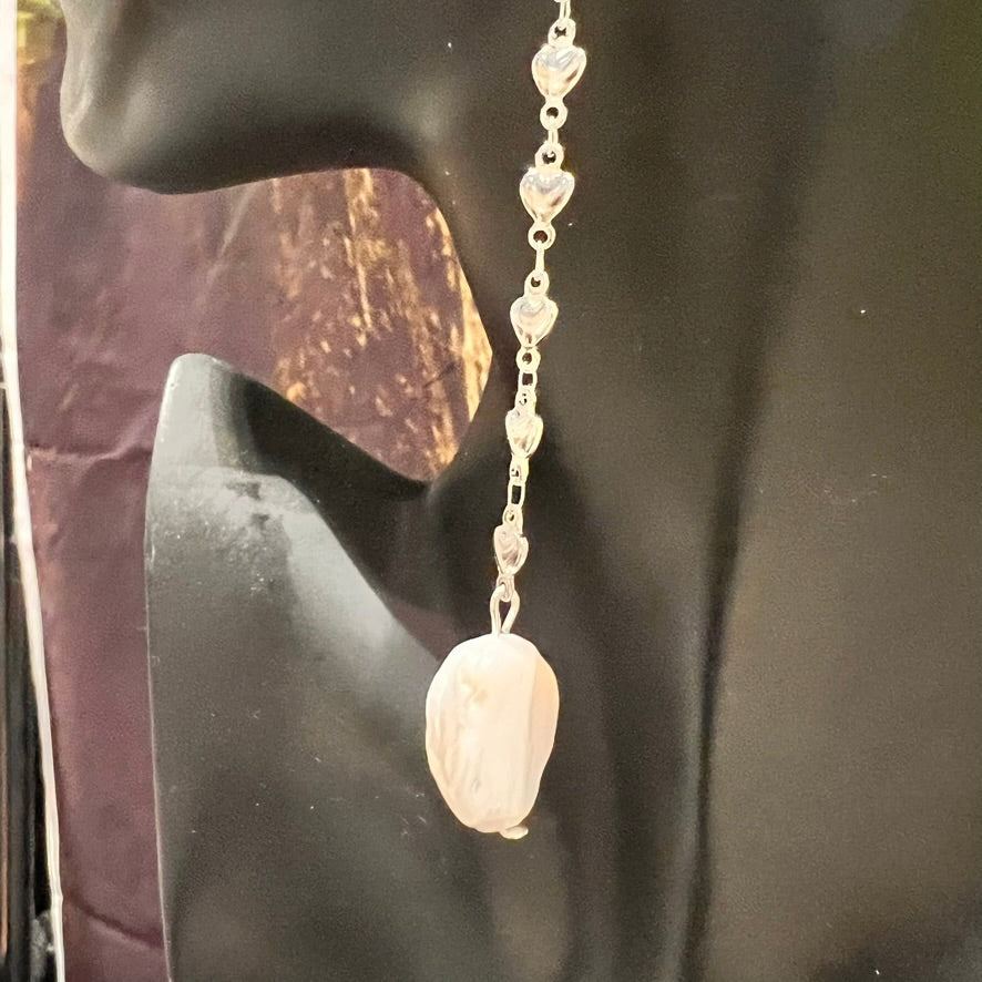 Ocean Hearts Pearl Drop Earrings - CC