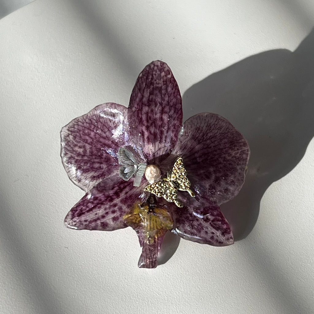 Twilight Orchid Butterfly Ring