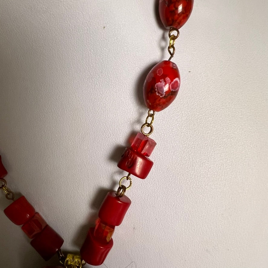 Crimson Flame Orchid Necklace